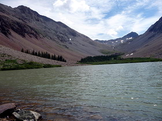 Gladstone Peak rising above the eastern end of Navajo Lake 