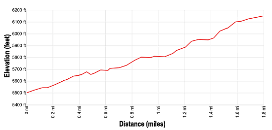 Elevation of the Golden Throne hiking trail